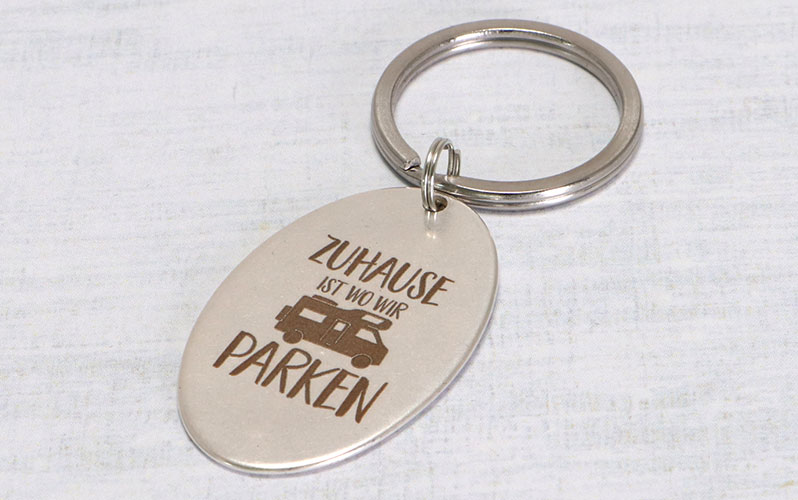 Keyring "Home is where we park" Oval 