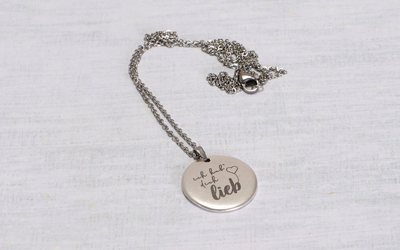 Link Necklace with Engraved "I Love You" Pendant 