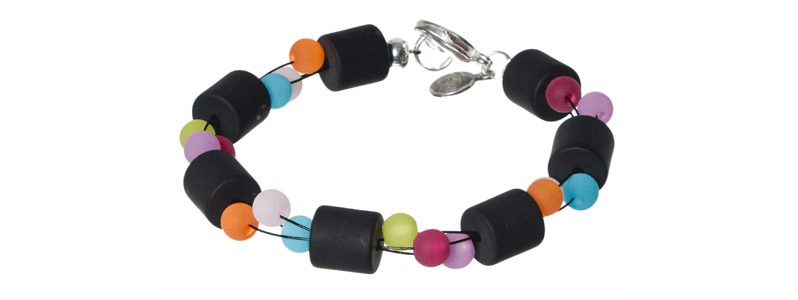 Bracelet à cylindre polaire noir-multicolore 