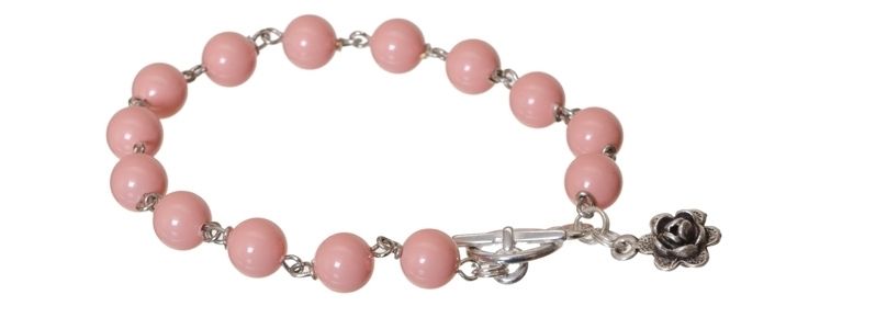 Bracelet with Crystal Pearls Pink Coral 