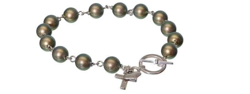 Bracelet with Crystal Pearls Iridescent Green 