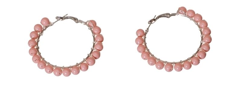 Creoles with Crystal Pearls Pink Coral 