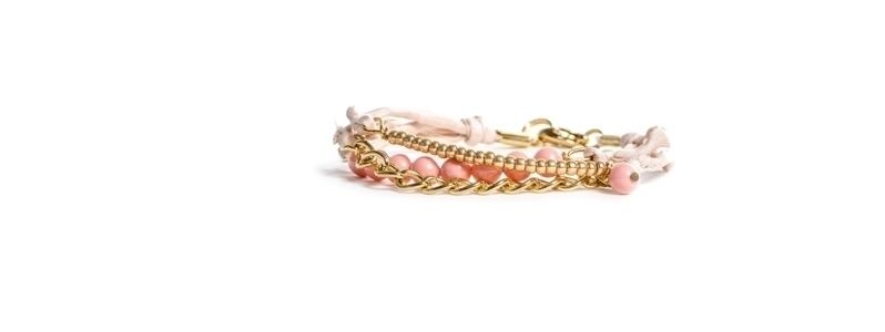 Gold Beautiful Bracelets Pink Coral 