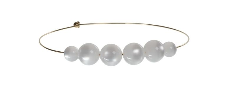 Gold Necklace White Balls 