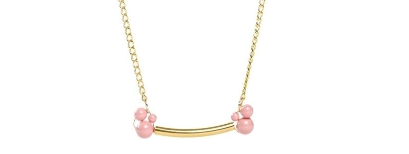 Golden Tube Necklace Pink Coral 