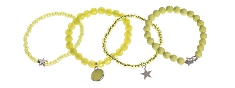 Polaris Bracelet Set with Cabochons Chartreuse 