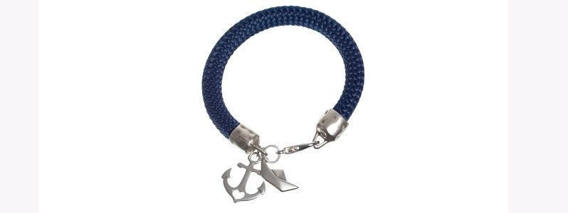 Bracelet maritime avec ancre en corde à voile 