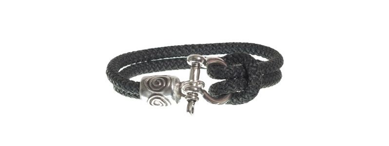 Bracelet avec corde à voile gris foncé 