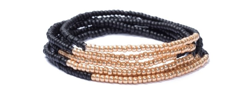 Bracelet with Rocailles Black-Gold 