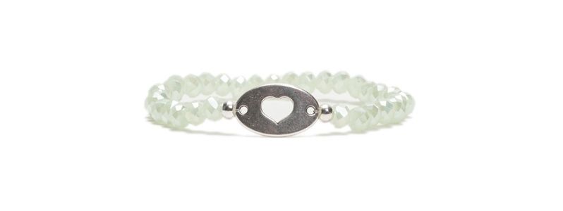 Bracelet with glass facetrondells Heart 