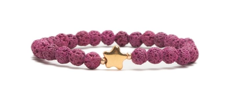 Bracelet de lave rose multicolore avec étoile 