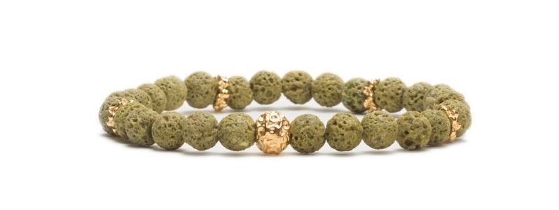 Bracelet de lave multicolore vert olive 