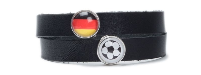 Zwart-Rood-Goud Voetbal Armband 