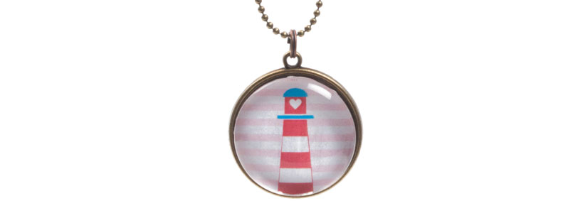 Sea Pendant with Glass Cabochons Lighthouse 