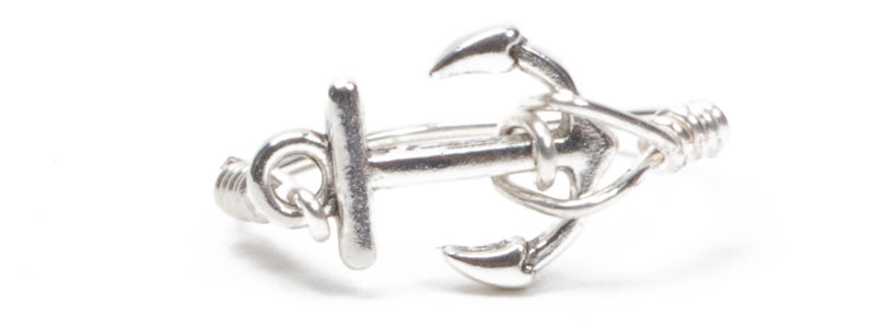 Anchor ring silver plated 