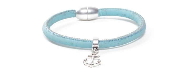 Bracelet Round Cork Strap Light Blue 