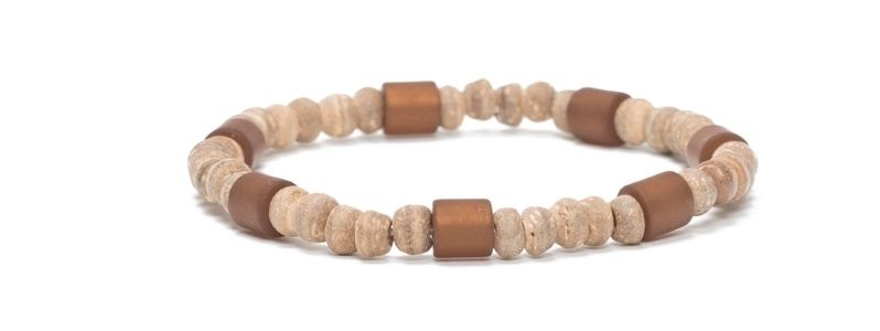 Bracelet avec perles de noix de coco marron clair 
