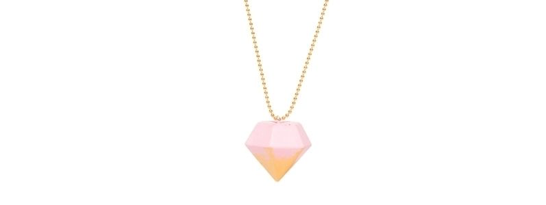 Beton Style -Kette mit Anhänger Diamant Rosa-Goldfarben 