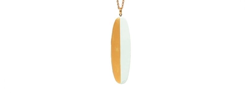 Concrete Style Necklace with Pendant Oval Light Green 