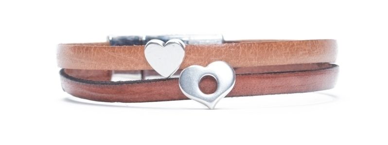 Mini Slider Bracelet Hearts Brown 