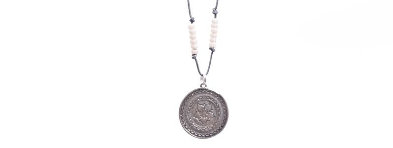 Collier avec pendentif ethnique Mandala argent 