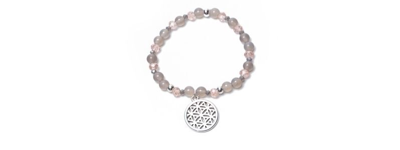 Gemstone Bracelet with Flower of Life Pendant 