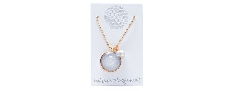 Necklace with Flower of Life Pendant Grey II 