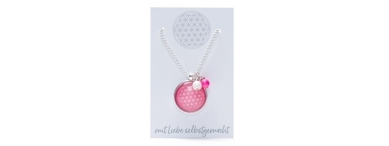 Necklace with pendant cabochon flower of life I 