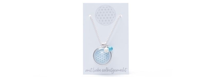 Necklace with pendant cabochon Flower of Life II 