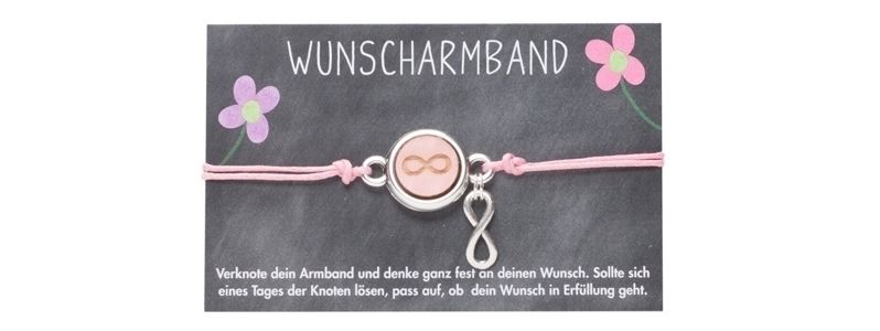 Wish Bracelet with Cabochon Infinity Pink 