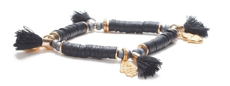 Bracelet avec perles Katsuki Hamsa plaqué or 