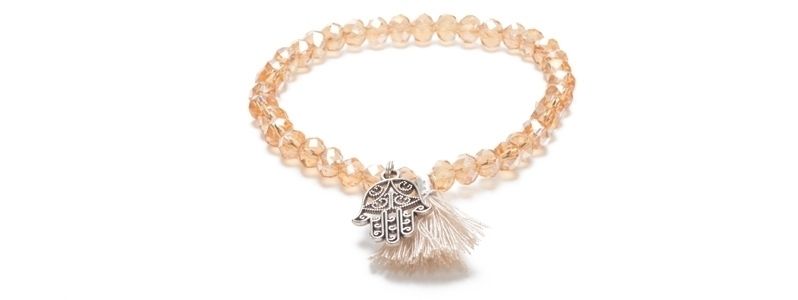 Bracelet toast with glass facetted beads and tassel 