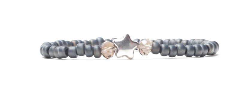 Bracelet Neutral Gray with Miyuki Rocailles and Star 
