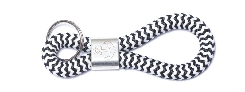 Sail Rope Keychain Anchor Black and White 