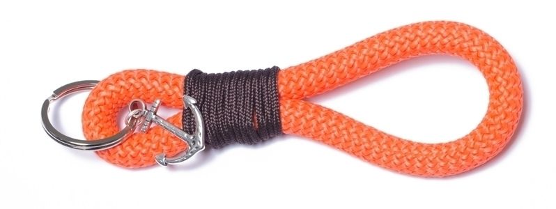 Porte-clés en corde à voile nœud de gréement orange 