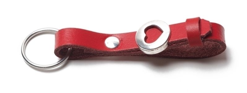 Leather Strap Keychain with Sliders Red 