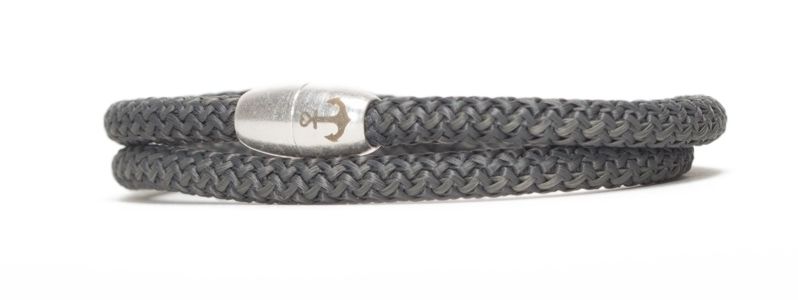Bracelet avec corde à voile et fermeture magnétique gris foncé 