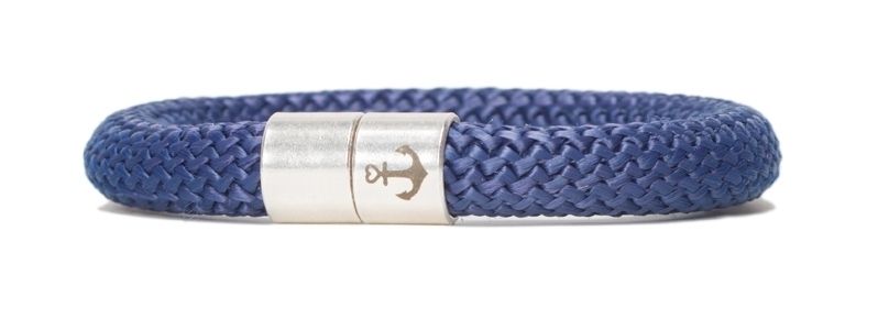 Bracelet avec corde à voile 10 mm et fermeture magnétique bleu foncé 