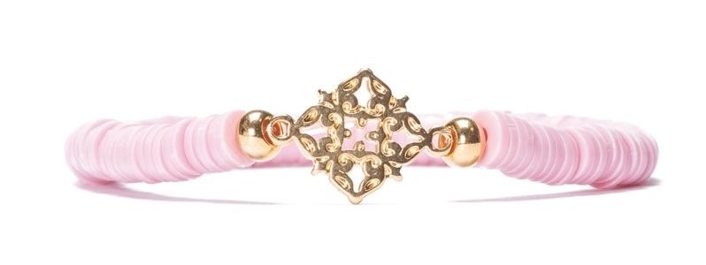 Bracelet with Katsuki Beads Pink and Ornament 