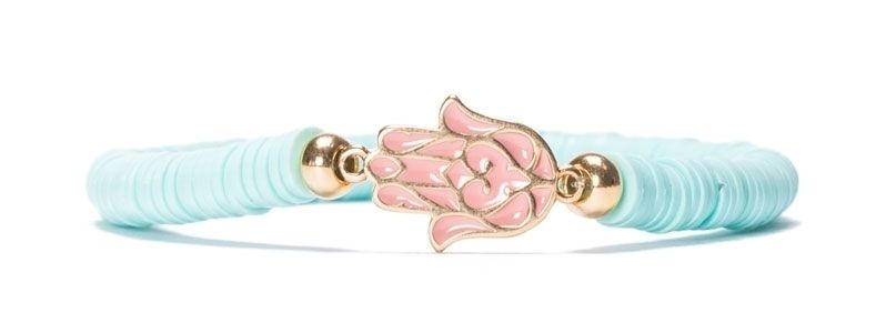 Bracelet with Katsuki Beads Turquoise and Hamsa Hand 