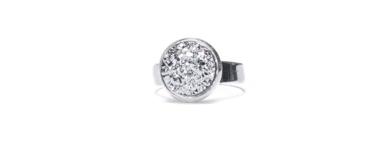 Ring with glitter cabochons Crystal 
