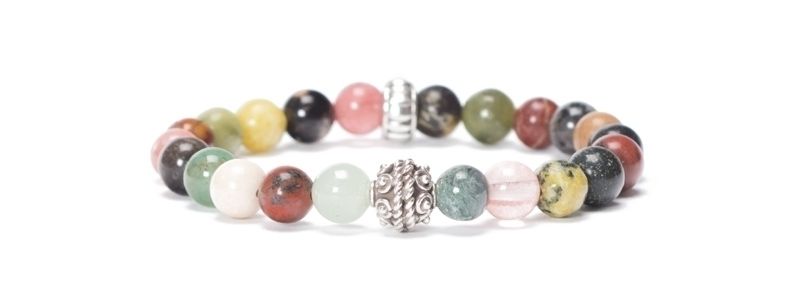 Bracelet avec boules de pierres précieuses multicolores Mix I 