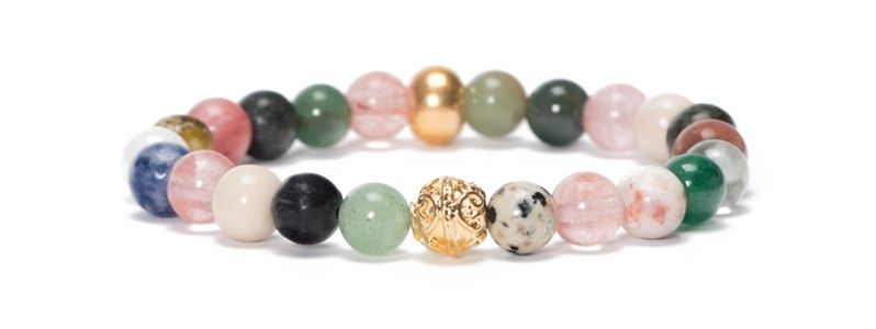 Bracelet avec boules de pierres précieuses multicolores Mix III 