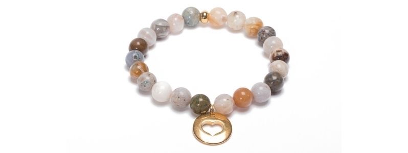 Bracelet avec boules de pierres précieuses multicolores Mix Pendentif II 