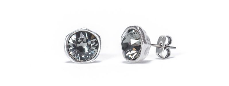 Stud earrings with settings for chatons silver plated 