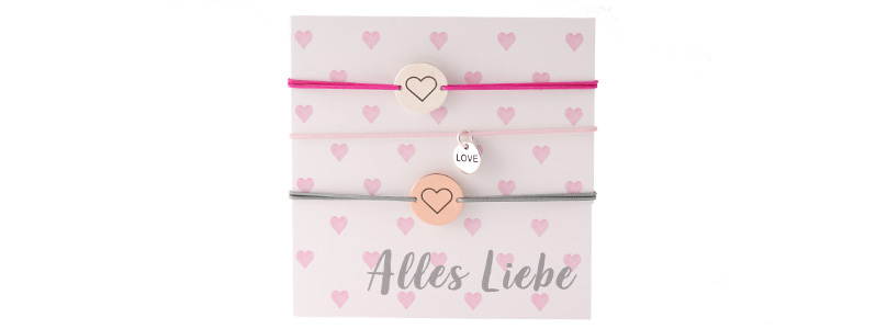 Set Armbänder mit Coins "Alles Liebe" 