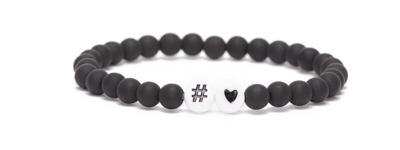 Bracelet de lettres Hashtag cœur 
