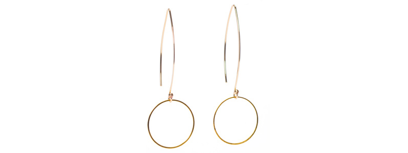 Large Geometric Earrings Circle Gold-tone 