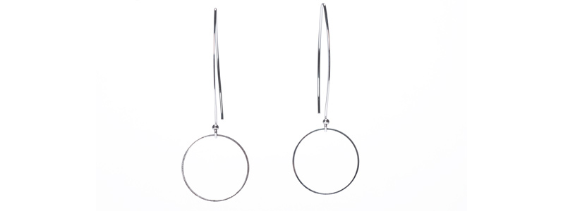 Large Geometric Earrings Circle Silver-tone 