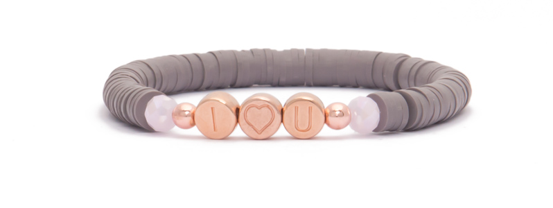 Bracelet with Rose Gold Plated Letter Beads Love 